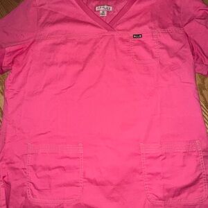 NWOT Koi V-Neck Scrub Top in Vibrant Pink
